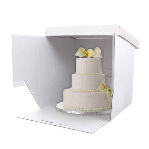 Decora 5 Scatole Per Torta Bianche In Cartoncino Rigido Rigato 51 X 51 X H 50 Cm