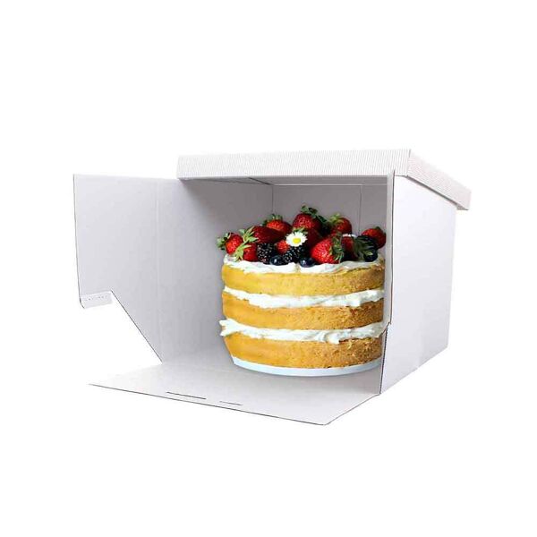 decora 5 scatole per torta bianche in cartoncino rigido rigato 36 x 36 x h 25 cm