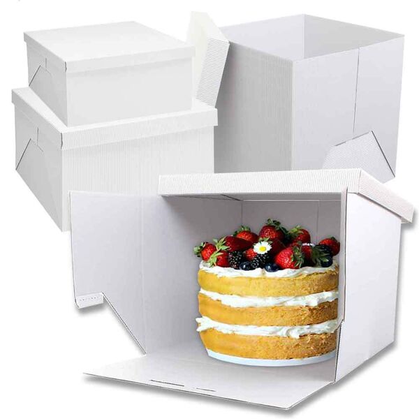decora scatole per torta grandi in cartoncino rigido rigato con coperchio