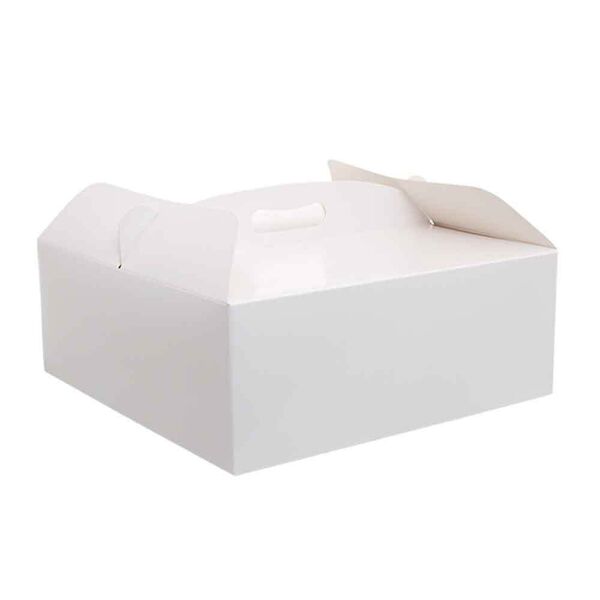 decora scatola quadrata per torta con manico bianca 33,5 x 33,5 x h 12 cm