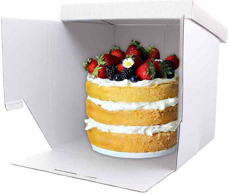 Decora 5 Scatole Per Torta Bianche In Cartoncino Rigido Rigato 41 X 41 X H 40 Cm