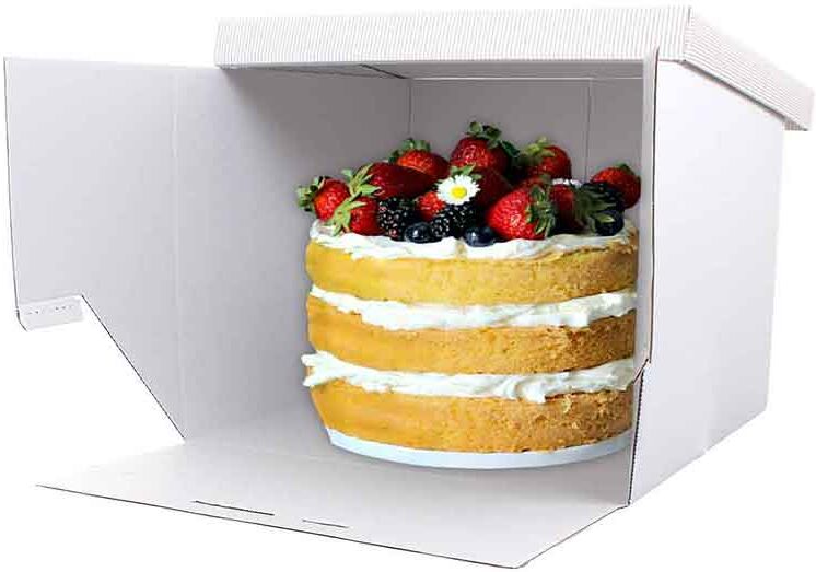 Decora 5 Scatole Per Torta Bianche In Cartoncino Rigido Rigato 36 X 36 X H 25 Cm