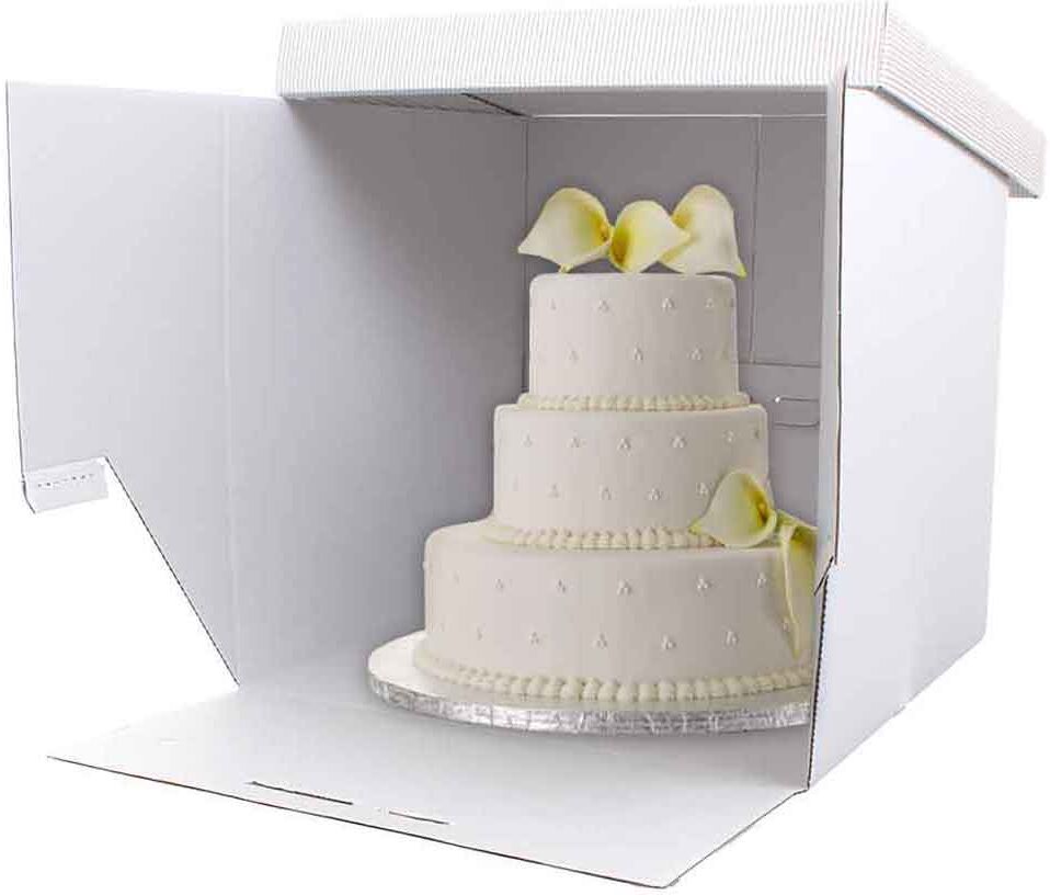 Decora 3 Scatole Per Torta Bianche In Cartoncino Rigido Rigato 61 X 61 X H 70 Cm