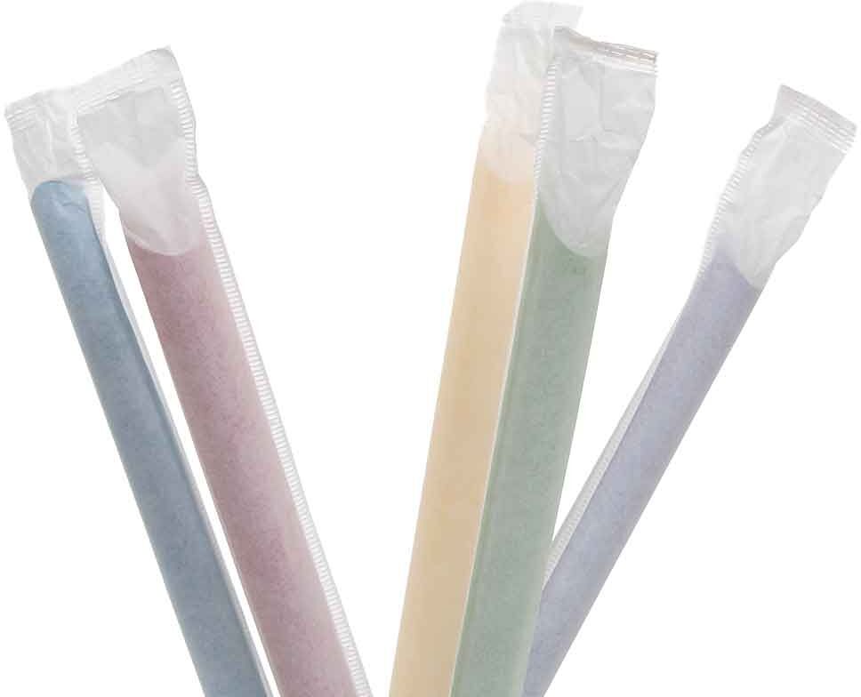 Poloplast 100 Cannucce Imbustate Per Bubble Tea In Carta Colorate 20 Cm Ø12 Mm