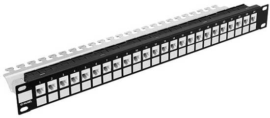 Stalflex Pannelli Di Permutazione Patch Panel 1u Keystone 24 Porte Rj-45 Cat. 5e/6/6a Per Armadio Rack 19" Nero Ral9005