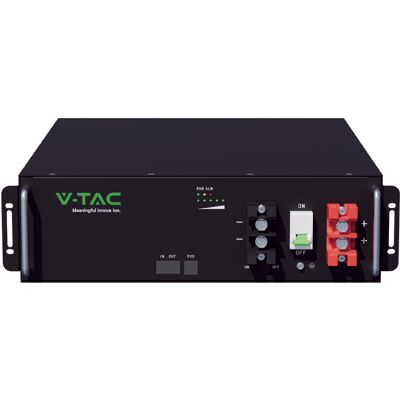 V-Tac Batteria Di Accumulo Rack 5,12 Kwh Lifepo4 51,2v 100ah 100a Cei 0-21 Nera 12327 V-Tac Batteria Di Accumulo Rack 5,12 Kwh Lifepo4 51,2v 100ah 100a Cei 0-21 Nera 12327