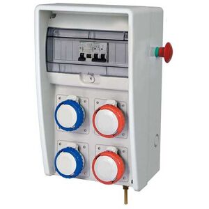 Fanton Quadro Di Distribuzione Serie Ulisse 250 Asc Con Prese 2+2 Cee Con Morsettiera E Pulsante Di Emergenza + Interruttori Differenziali Potenza 9kw  74325