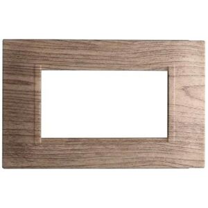 Ettroit Placca Compatibile Bticino Livinglight 4 Moduli Plastica Quadrata Colore Legno Scuro