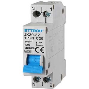 Ettroit Interruttore Magnetotermico Automatico 1p+n 20a 220v Salvavita 1 Moduli Din  Jx30-32-1p+n-20a