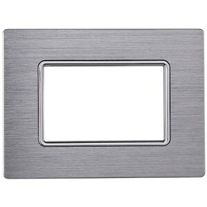 Ettroit Mt86317 Placca In Alluminio Serie Solar 3p Colore Silver Lucido Compatibile Con Bticino Matix