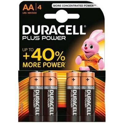 Duracell Pile Plus Power Batterie Alcaline Stilo Aa 1.5v Confezione Da 4 Pz Duracell Pile Plus Power Batterie Alcaline Stilo Aa 1.5v Confezione Da 4 Pz