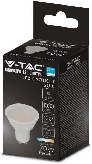 V-Tac Pro Vt-271 Lampadina Spot Led Chip Samsung Smd 10w Gu10 Bianco Naturale 4000k - Sku 21879