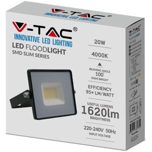 V-Tac Vt-4021 Faro Led Smd 20w Bianco Naturale 4000k E-Series Ultra Slim Nero 1620lm Ip65 - Sku 215947