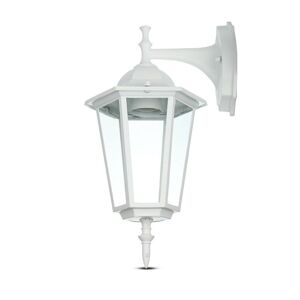 V-Tac Vt-750 Portalampada Led Forma Lanterna Colore Bianco In Alluminio E Vetro Ip44 Bianco E27 - Sku 7069