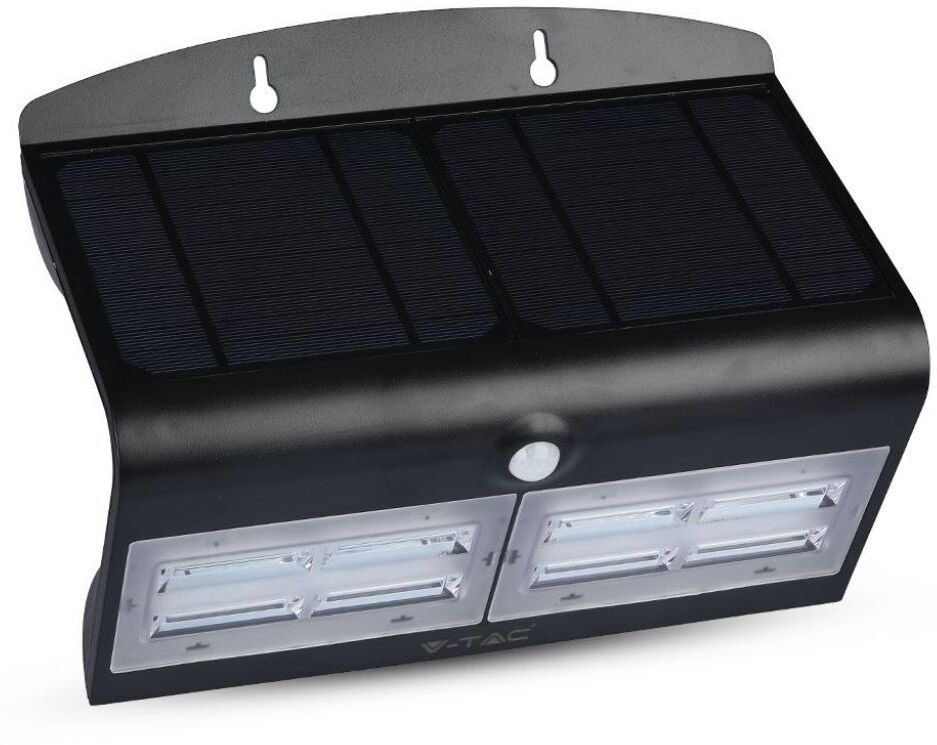 V-Tac Vt-767-7 Lampada Led 7w Pannello Solare Esterno Ip65 + Sensore Pir Colore Nero - Sku 8279