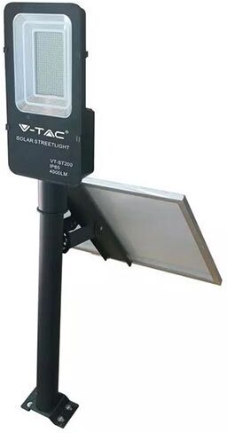 V-Tac Vt-St-200 Armatura Stradale Led 50w Autoalimentato Nero Con Pannello Solare E Telecomando 6000k Ip65 – Sku 95509