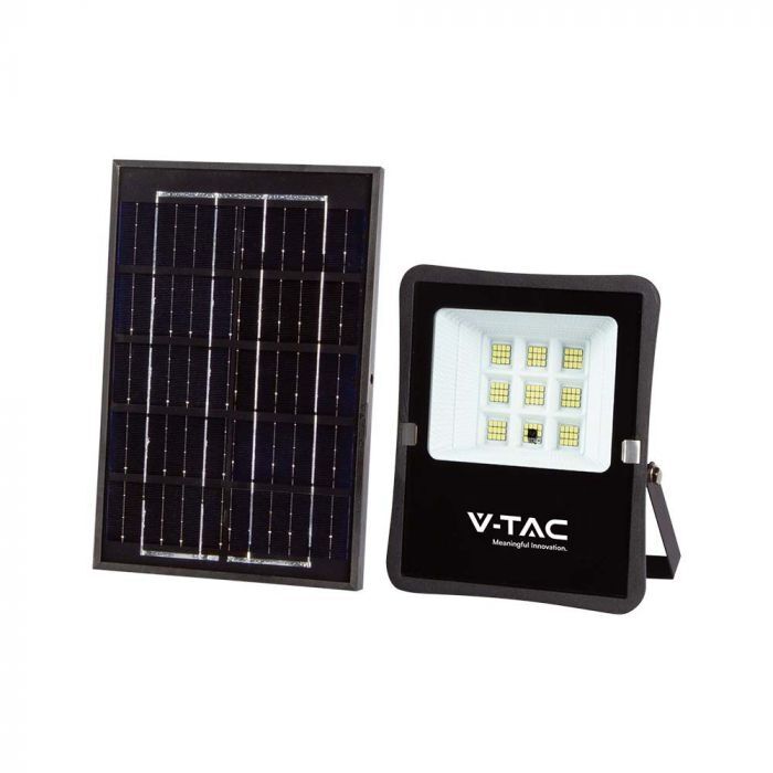 V-Tac Vt-55050 Faro Led 400lm Alimentato A Pannello Solare 6w Fotovoltaico Batteria Con Telecomando Luce Bianco Naturale 4000k Sku 6965