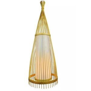 V-Tac Vt-4150 Lampada Da Terra Piantana In Vero Legno Rattan Con Portalampada Per Lampade E27 - Sku 40561