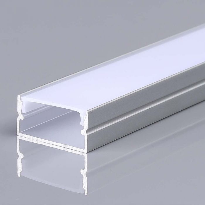 V-Tac Vt-8202 Profilo In Alluminio Colore Silver Per Striscia Led A Superficie Copertura Satinata 2mt 2000x20x10mm - 23174