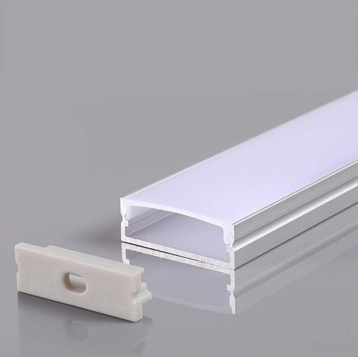 V-Tac Vt-8204 Profilo In Alluminio Colore Silver Per Striscia Led A Superficie Copertura Satinata 2mt 2000x30x10mm - 23176