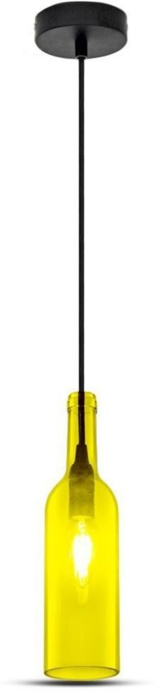 V-Tac Vt-7558 Lampadario Led Forma Bottiglia Decorativo In Vetro 1mt Attacco E14 Ф72mm Colore Giallo Sku 3773