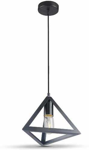 V-Tac Vt-7141-Mb Lampadario Portalampada Led Triangolare A Piramide 1mt E27 Ф250mm In Metallo Nero Opaco - 3832