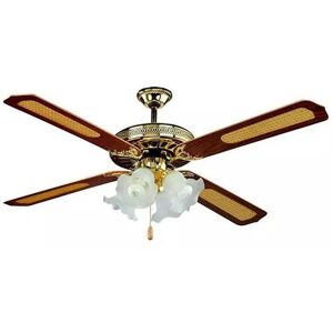 V-Tac Vt-6056-4 Ventilatore Da Soffitto 55w 4 Pale In Legno 132cm  Ac-Motor Con Portalampada Per Lampadine E27x4pcs - Sku 7921