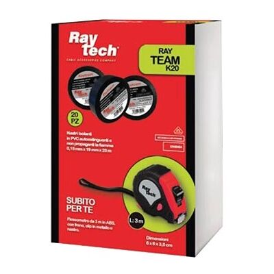 Raytech Kit Composto Da 20pcs Nastri Isolanti In Pcv Colore Nero 25m + Metro Da 3mt Omaggio Rayteam K20 Raytech Kit Composto Da 20pcs Nastri Isolanti In Pcv Colore Nero 25m + Metro Da 3mt Omaggio Rayteam K20