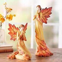 LightInTheBox autunno foglia d'acero ala d'angelo figurine di angelo statua ornamenti da tavolo scultura in resina creativa per l'arredamento del giardino casa ufficio