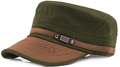 LightInTheBox Per uomo Berretto militare Cappello da cadetto Nero Verde militare Cotone Tinta unita Giornaliero Moda Strada Da giorno Color Block Portatile