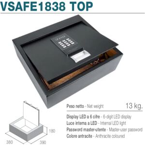 Vitrifrigo VSAFE1838 TOP - Cassaforte elettronica con apertura top loading, display LED, luce intern