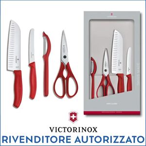 ⓜ️🔵🔵🔵 victorinox v-6.71 31.4g - set di 4 pezzi da cucina swiss classic, manico rosso