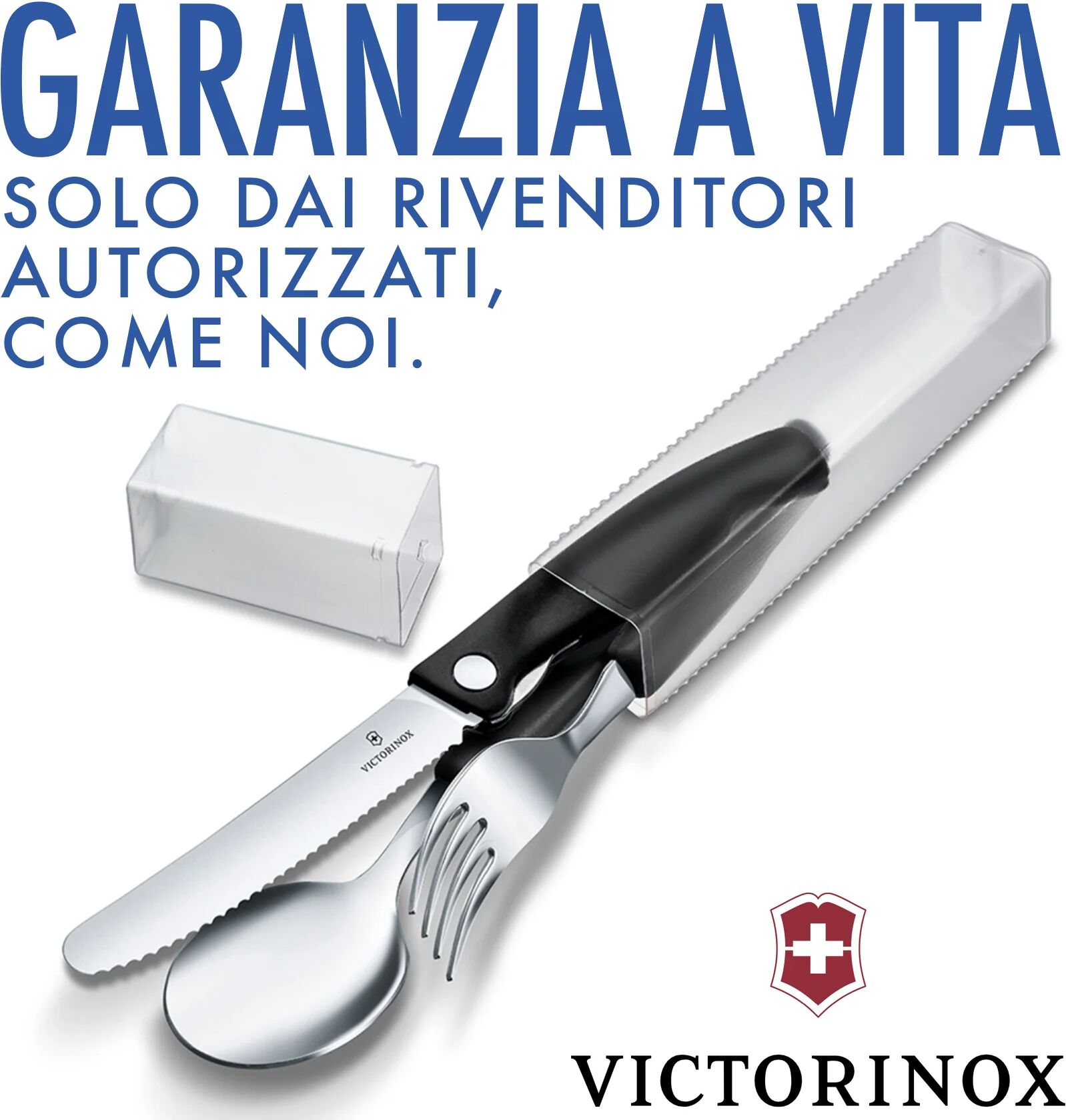 Ⓜ️🔵🔵🔵 VICTORINOX V-6.71 92.F3 - Set di 3 posate con custodia, con coltello pieghevole,