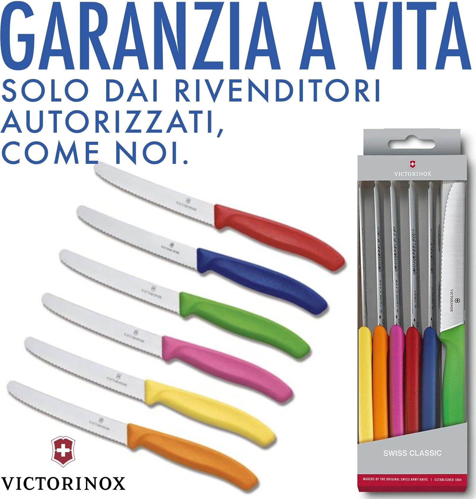 Ⓜ️🔵🔵🔵 VICTORINOX V-6.78 39.6G - Set di 6 coltelli da tavola o cucina Swiss Classic con