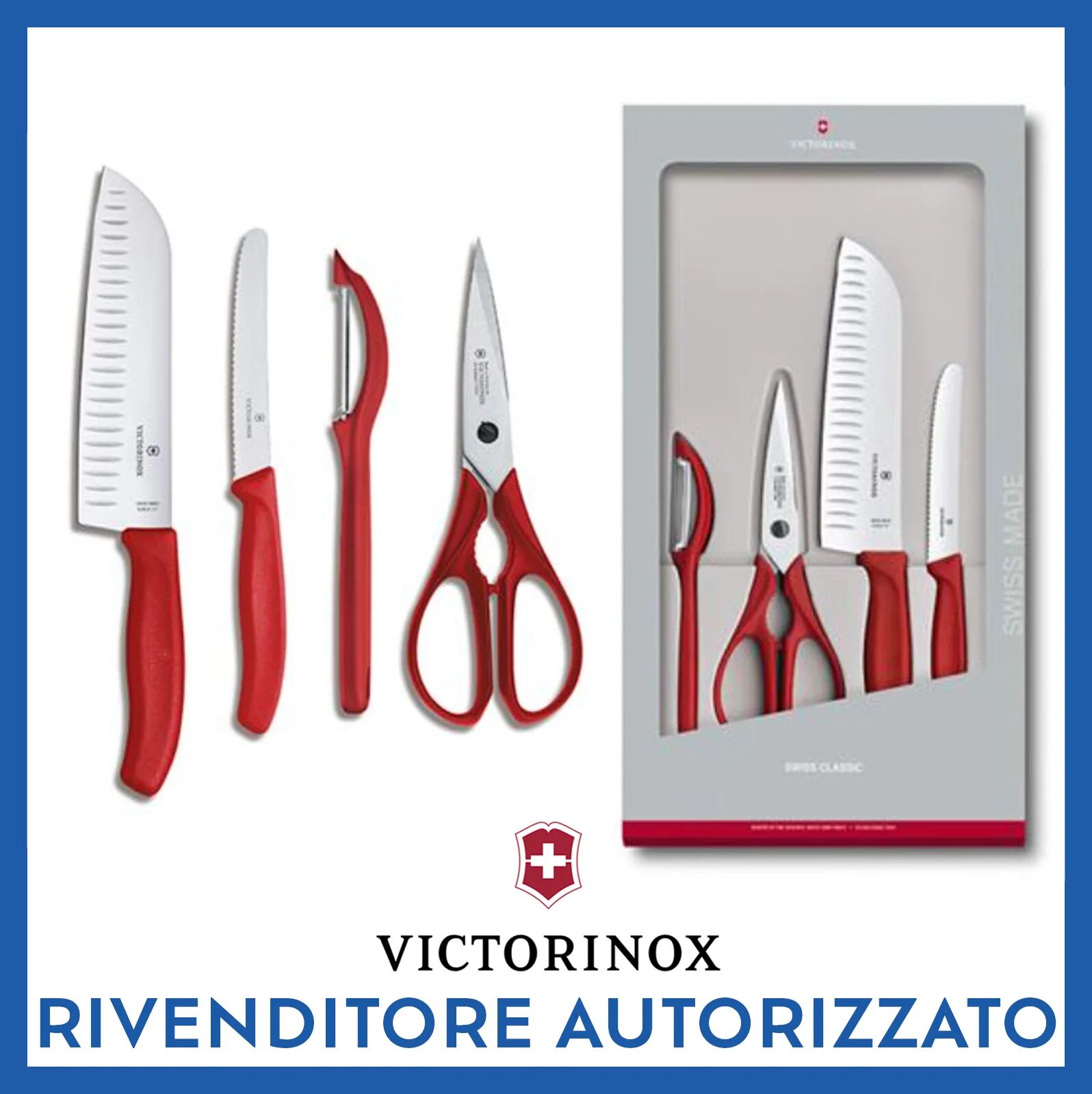 Victorinox Ⓜ️ VICTORINOX V-6.71 31.4G - Set di 4 pezzi da cucina Swiss Classic, manico rosso