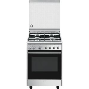 ⓜ️🔵🔵🔵 smeg cx61gm - cucina, piano cottura a gas, forno termoventilato, inox, 60x60 cm,