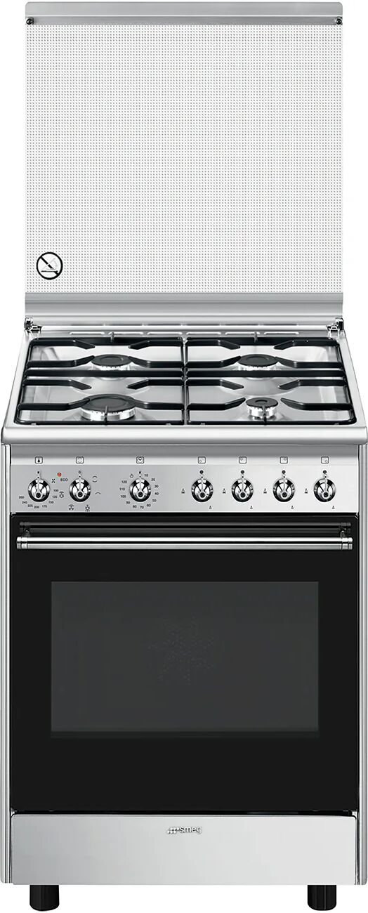 Ⓜ️ Smeg CX61GM - Cucina, Piano cottura a gas, Forno Termoventilato, Inox, 60x60 cm,