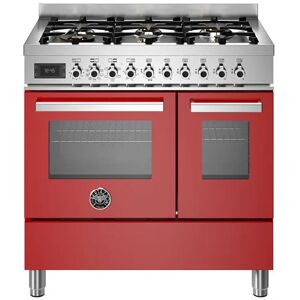 Ⓜ️🔵🔵🔵 BERTAZZONI PRO96L2EROT - Piano cottura a gas, 6 fuochi, Serie Professional, Rosso