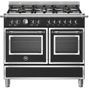 Ⓜ️🔵🔵🔵 BERTAZZONI HER106L2ENET - Piano cottura a gas, 6 Fuochi, Serie Heritage, Nero Opa