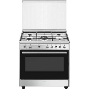 ⓜ️🔵🔵🔵 smeg cx91gm - cucina, piano cottura a a gas, 90x60 cm, acciaio inox, forno termov