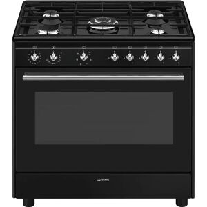 ⓜ️🔵🔵🔵 smeg cx91gmbl - cucina, piano cottura a a gas, 90x60 cm, nero, forno termoventila