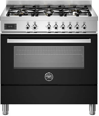 Ⓜ️🔵🔵🔵 BERTAZZONI PRO96L1ENET - Piano cottura a gas, 6 fuochi, Serie Professional, Nero,