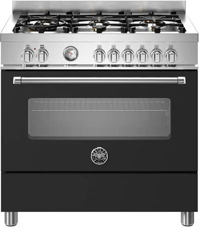 Ⓜ️🔵🔵🔵 BERTAZZONI MAS96L1ENET - Piano cottura a gas, 6 fuochi, Serie Master, Nero Opaco,