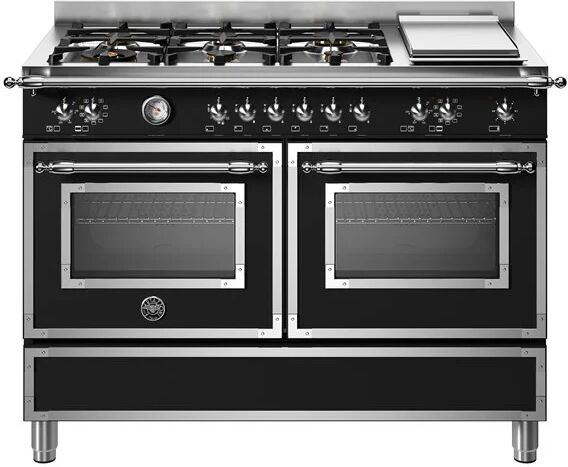 Ⓜ️🔵🔵🔵 BERTAZZONI HER126G2ENET - Piano cottura a gas, 6 Fuochi, Serie Heritage, Nero Opa