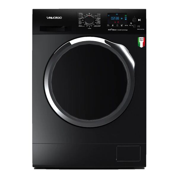 san giorgio Ⓜ️🔵🔵🔵 sangiorgio f814dibc - lavatrice nera 8 kg, inverter, made in italy, garanzia 5 an