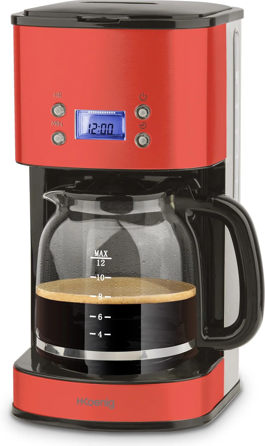 Ⓜ️🔵🔵🔵 H.Koenig MG30 Rossa - Macchina per caffè americano, Rossa e inox, vetro e inox,