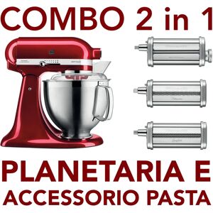 Ⓜ️🔵🔵🔵 KitchenAid Artisan COMBO 5KSM185PSECA e 5KSMPRA - COMBO Planetaria rosso mela met