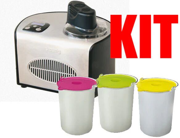 H.Koenig Ⓜ️ H.Koenig HF250+BO325 - KIT GELATIERA CON 3 CONTENITORI EXTRA INCLUSI, Macchin