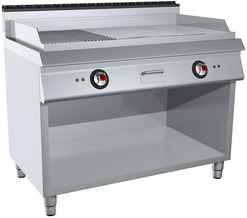 GC Cooking FryTop Professionale Elettrico Piastra 2/3 Liscia 1/3 Rigata Cromata Profondità 70