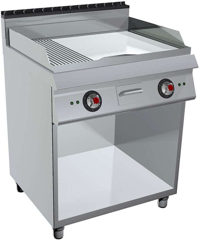 GC Cooking FryTop Professionale Elettrico Piastra 2/3 Liscia 1/3 Rigata Cromata Profondità 90